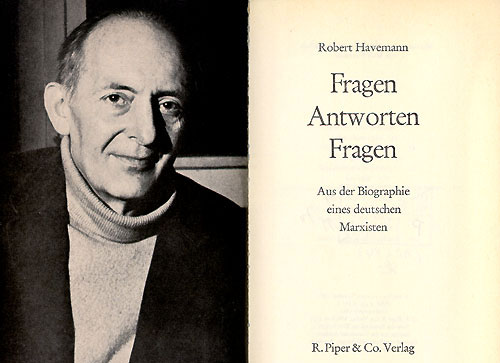 Robert Havemann. Omslaget til boken "Fragen Antworten Fragen", R. Piper & Co Verlag 1970.
