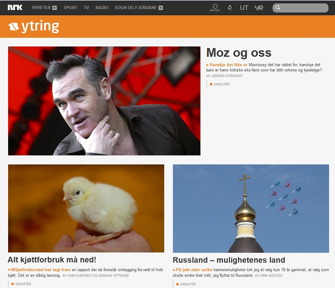 Forsiden på NRK Ytring 11. desember 2013.