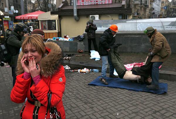 Dette bildet ble 20. februar 2014 lagt ut av Twitter-brukeren Euromajdan med kommentaren: "I really don't know what to say."