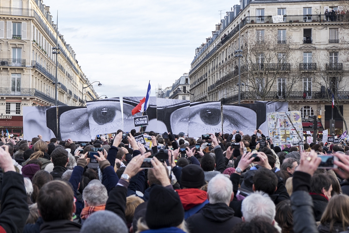 Markeringen for Charlie Hebdo og ytringsfrihet i Paris 11. januar 2015.