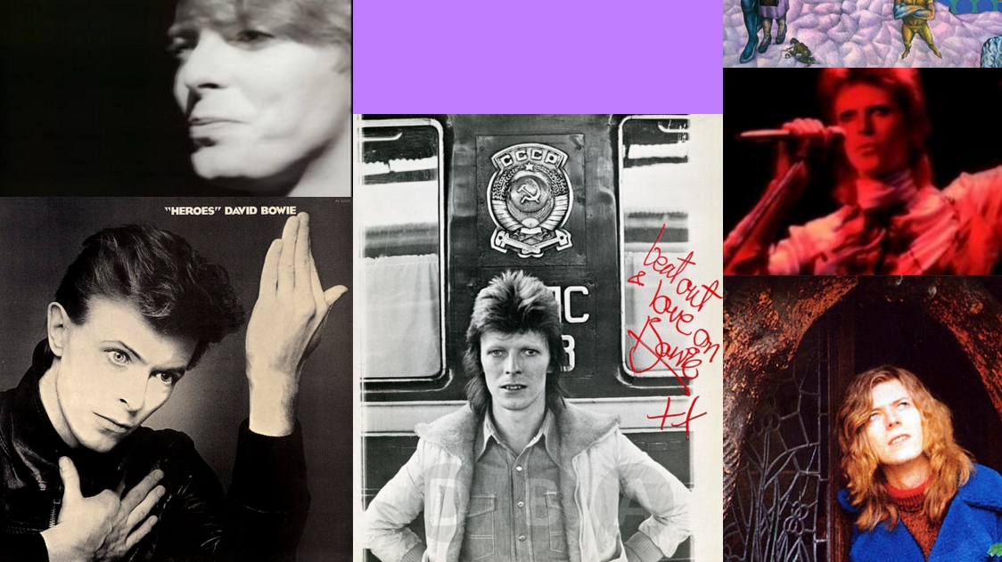 Et lite utvalg av David Bowies mange ansikter (utsnitt fra det offisielle nettstedet davidbowie.com.)