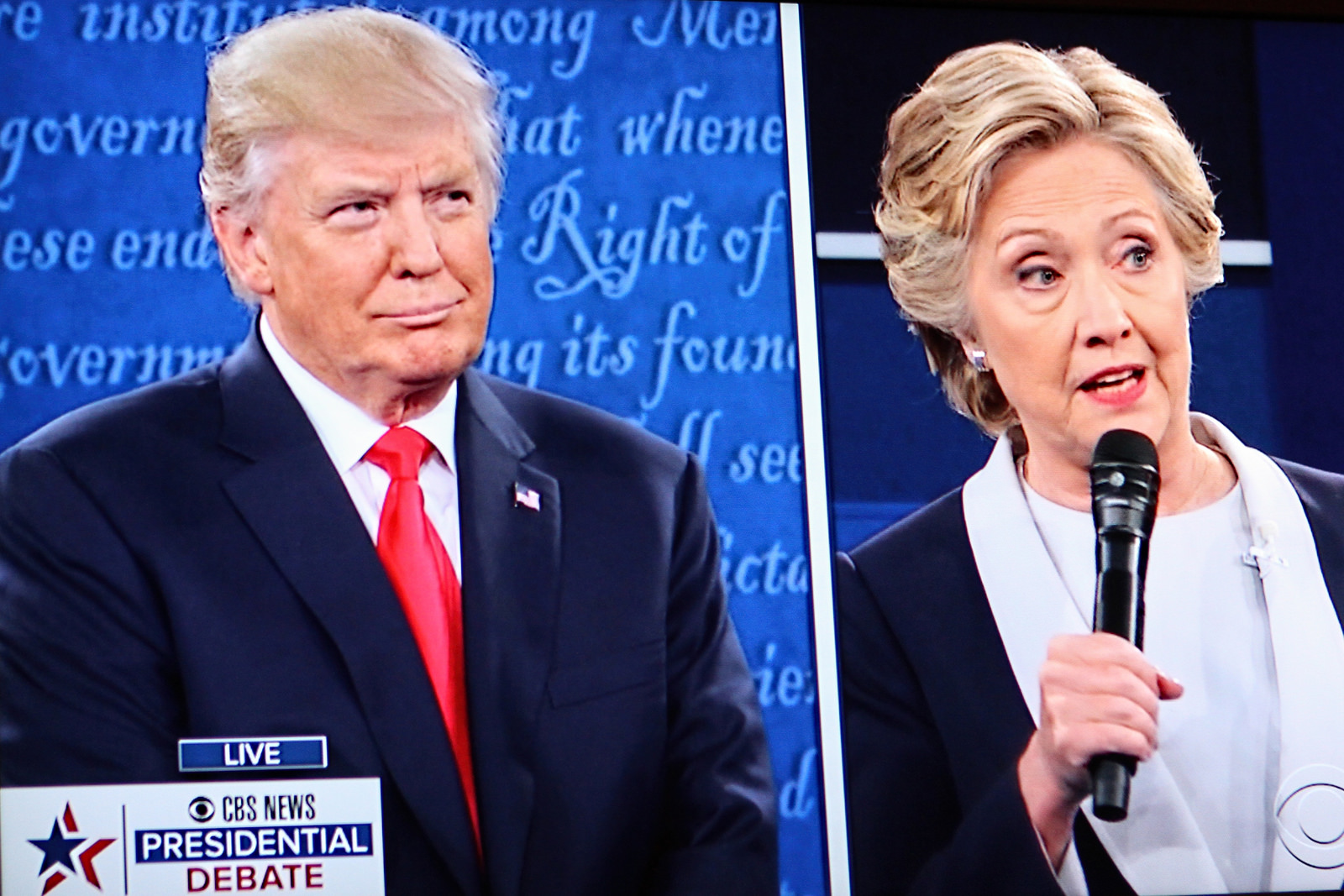 Fra den andre debatten mellom Trump og Clinton 9. oktober 2016 (skjermbilde).